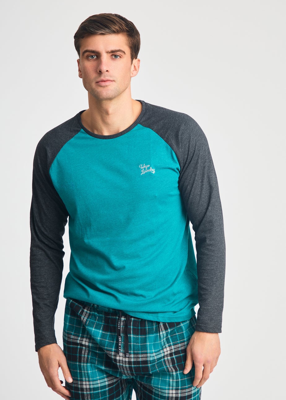 Tokyo Laundry Green Cotton 2-Piece Long Sleeve Top & Bottoms Pyjama Set