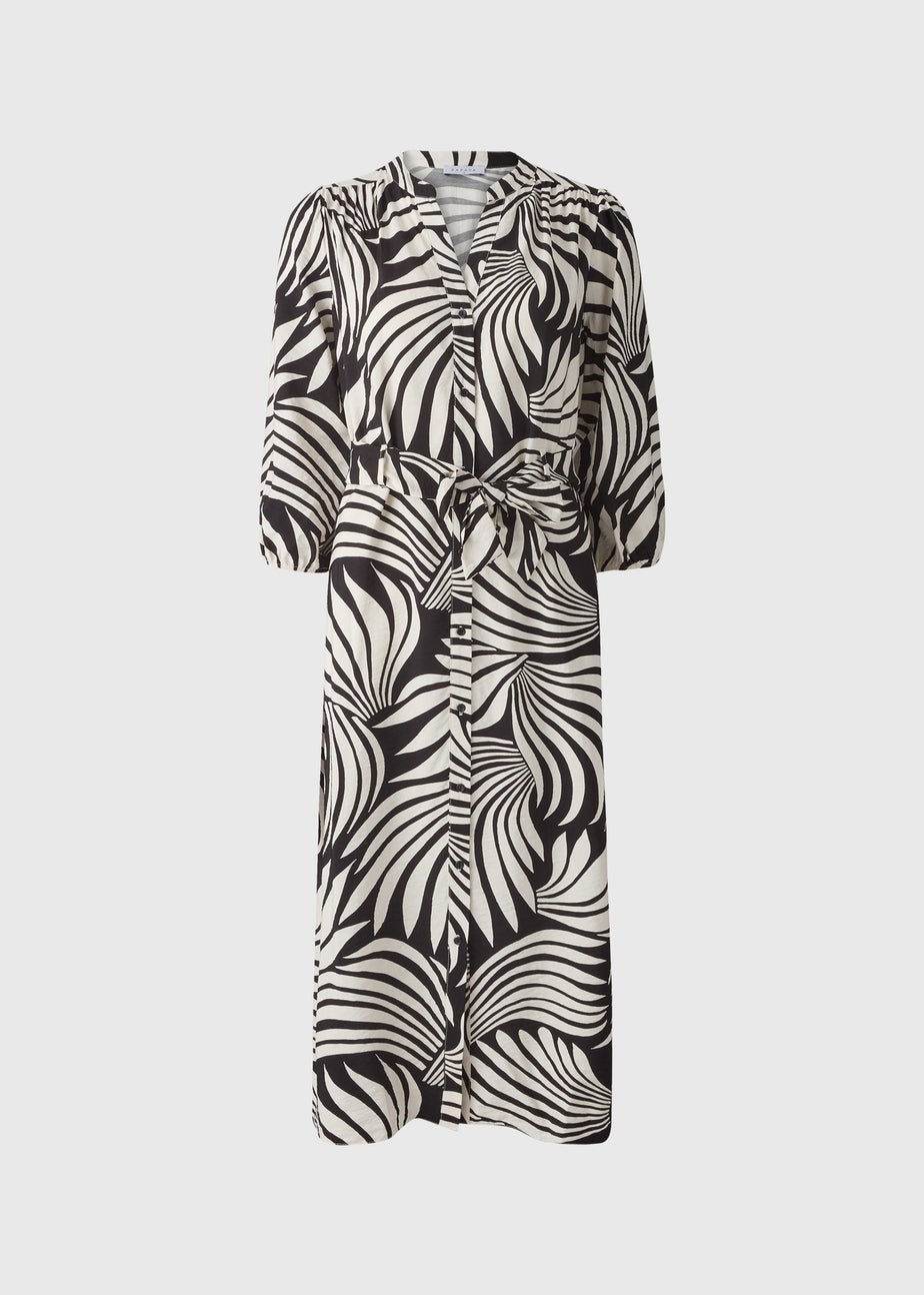 Black Abstract Shirt Midi Dress