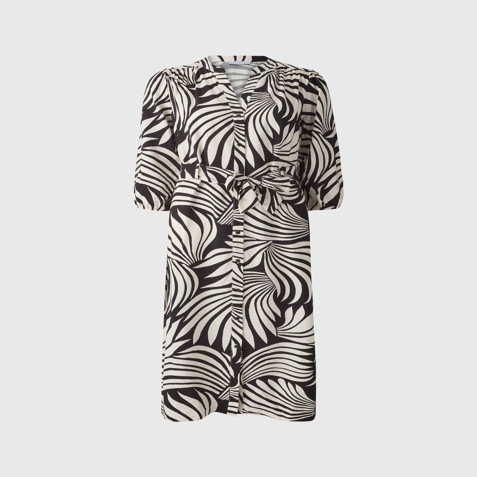 Black Abstract Shirt Midi Dress