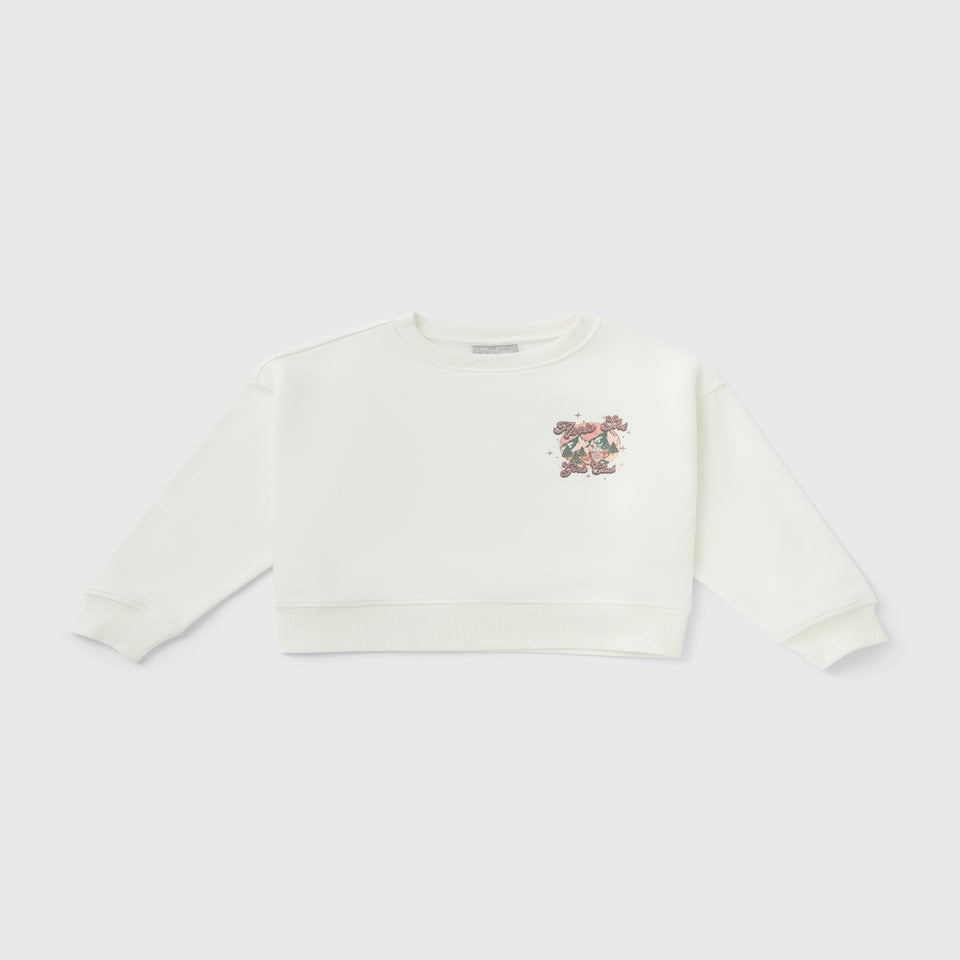 Girls Cream Apres Ski Club Sweatshirt (7-15yrs)