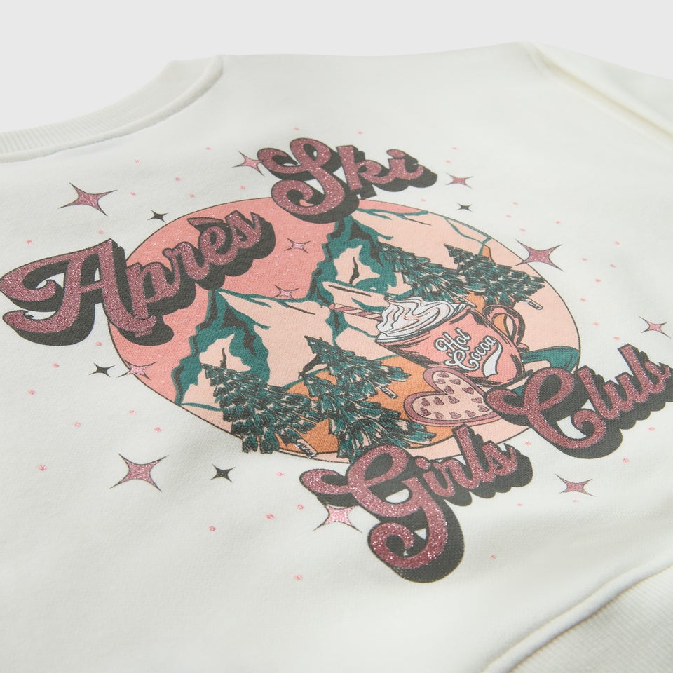 Girls Cream Apres Ski Club Sweatshirt (7-15yrs)