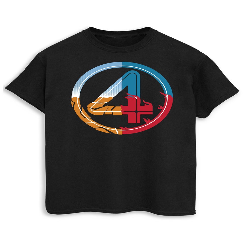 Marvel Fantastic Four Element Logo Black Graphic T-Shirt