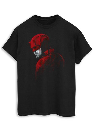 Marvel Daredevil Side Profile Drip Black Graphic T-Shirt