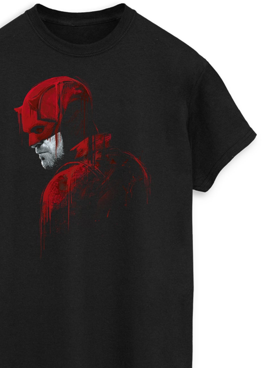 Marvel Daredevil Side Profile Drip Black Graphic T-Shirt