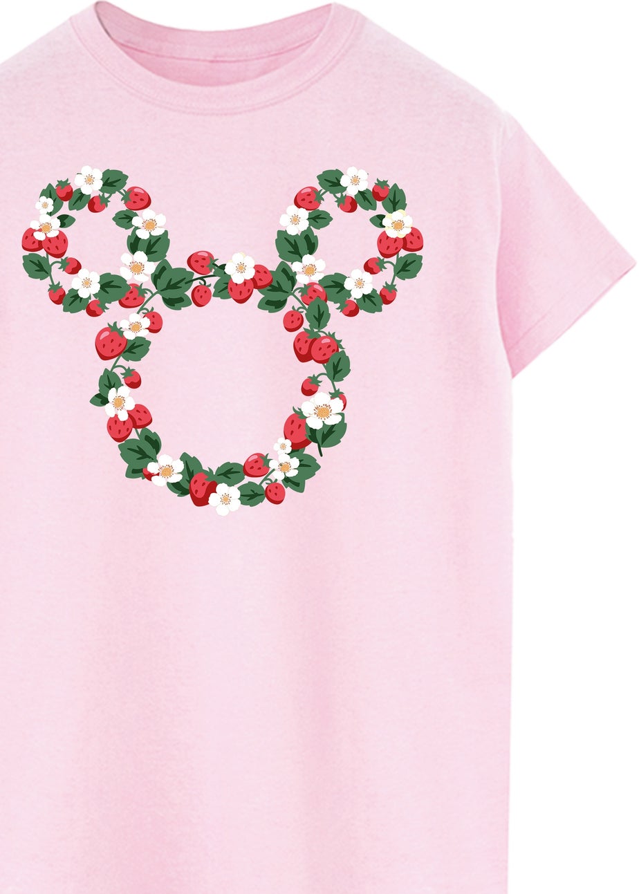 Disney Mickey Mouse Strawberry Head Light Pink Boyfriend Fit Graphic T-Shirt