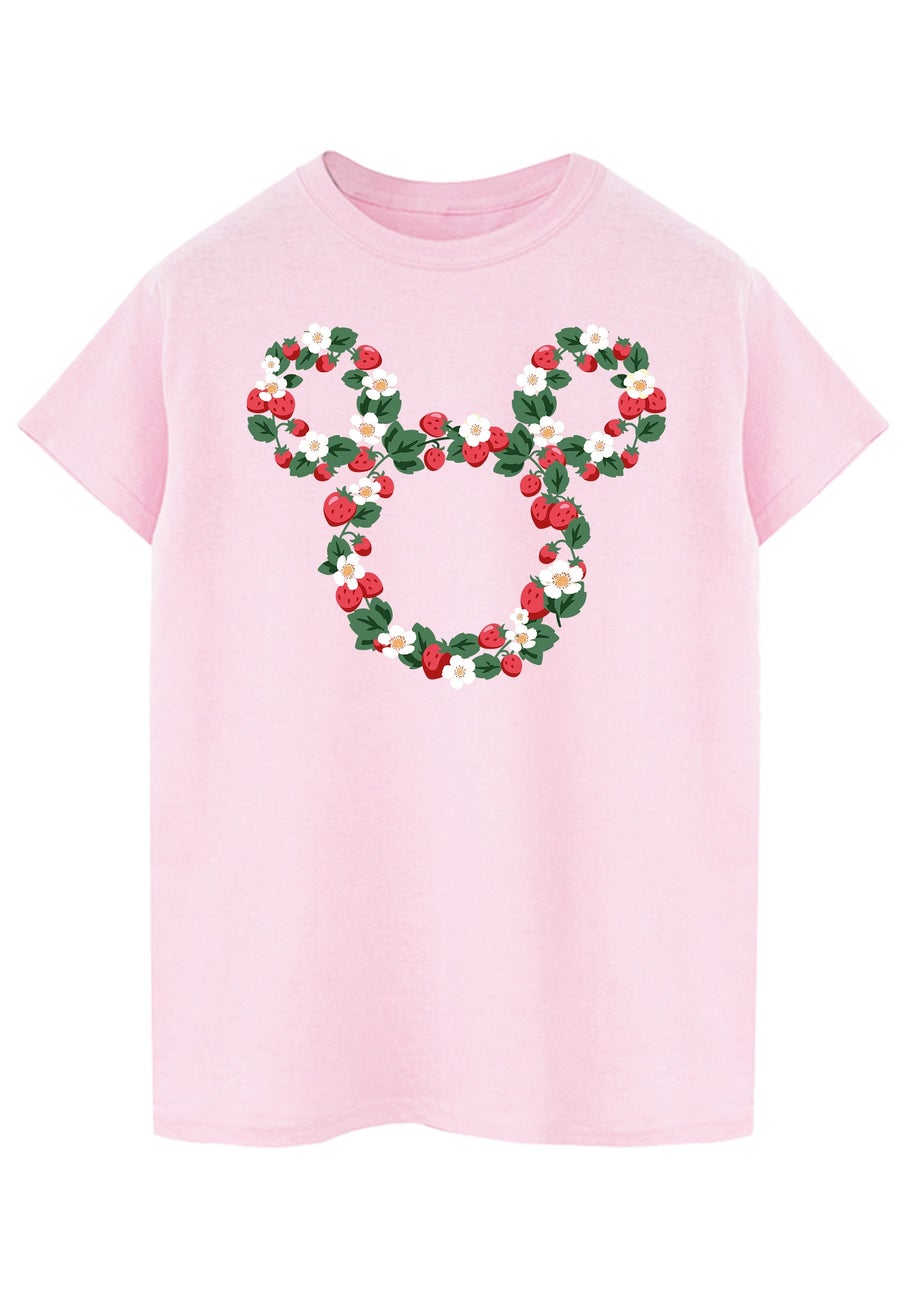 Disney Mickey Mouse Strawberry Head Light Pink Boyfriend Fit Graphic T-Shirt