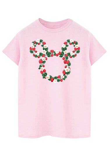 Disney Mickey Mouse Strawberry Head Light Pink Boyfriend Fit Graphic T-Shirt