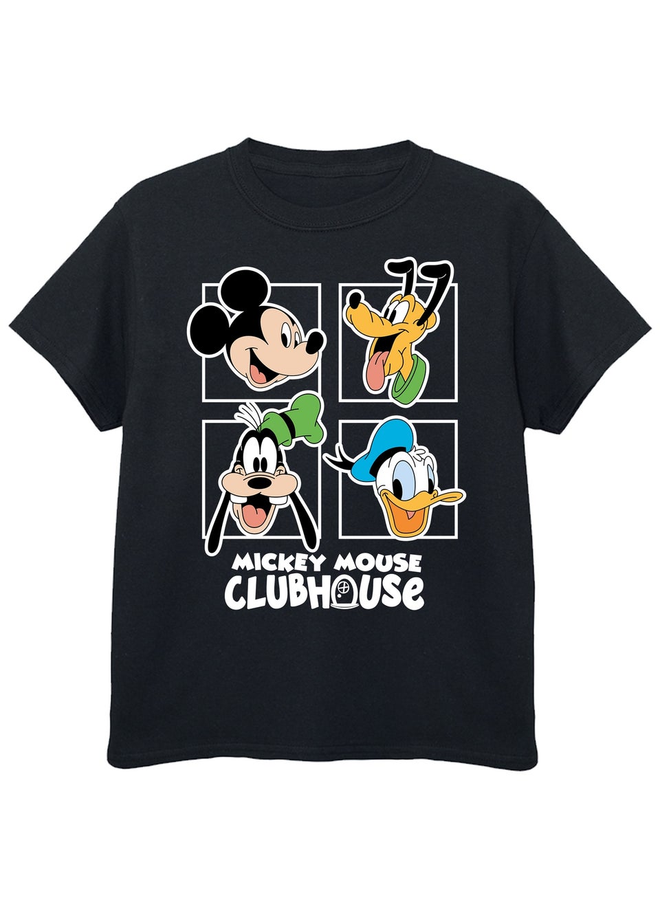 Disney Mickey Clubhouse Head Squares Kids Black Graphic T-Shirt (3-13 Years)