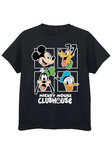 Disney Mickey Clubhouse Head Squares Kids Black Graphic T-Shirt (3-13 Years)