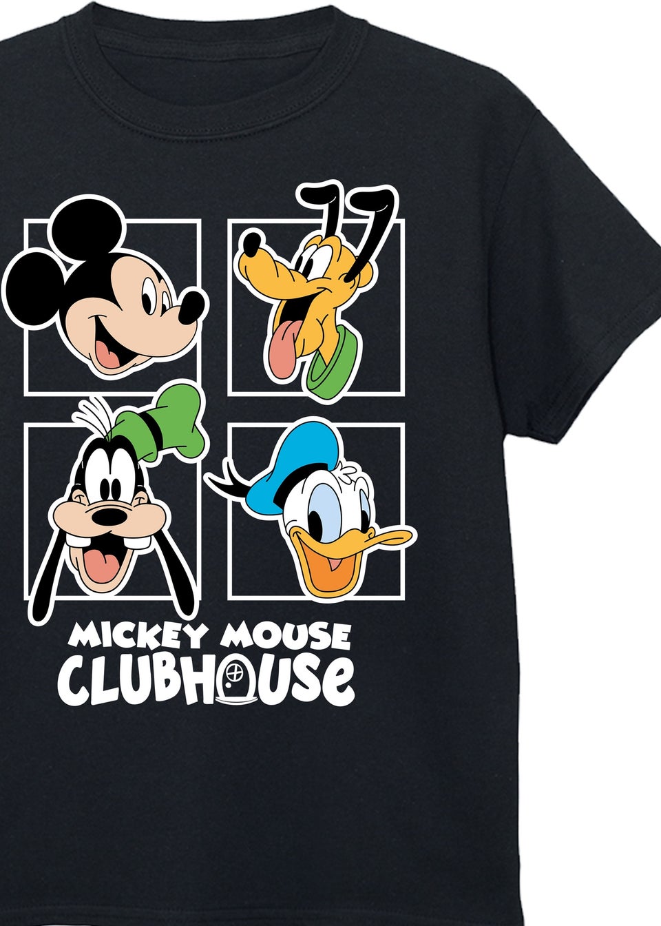 Disney Mickey Clubhouse Head Squares Kids Black Graphic T-Shirt (3-13 Years)