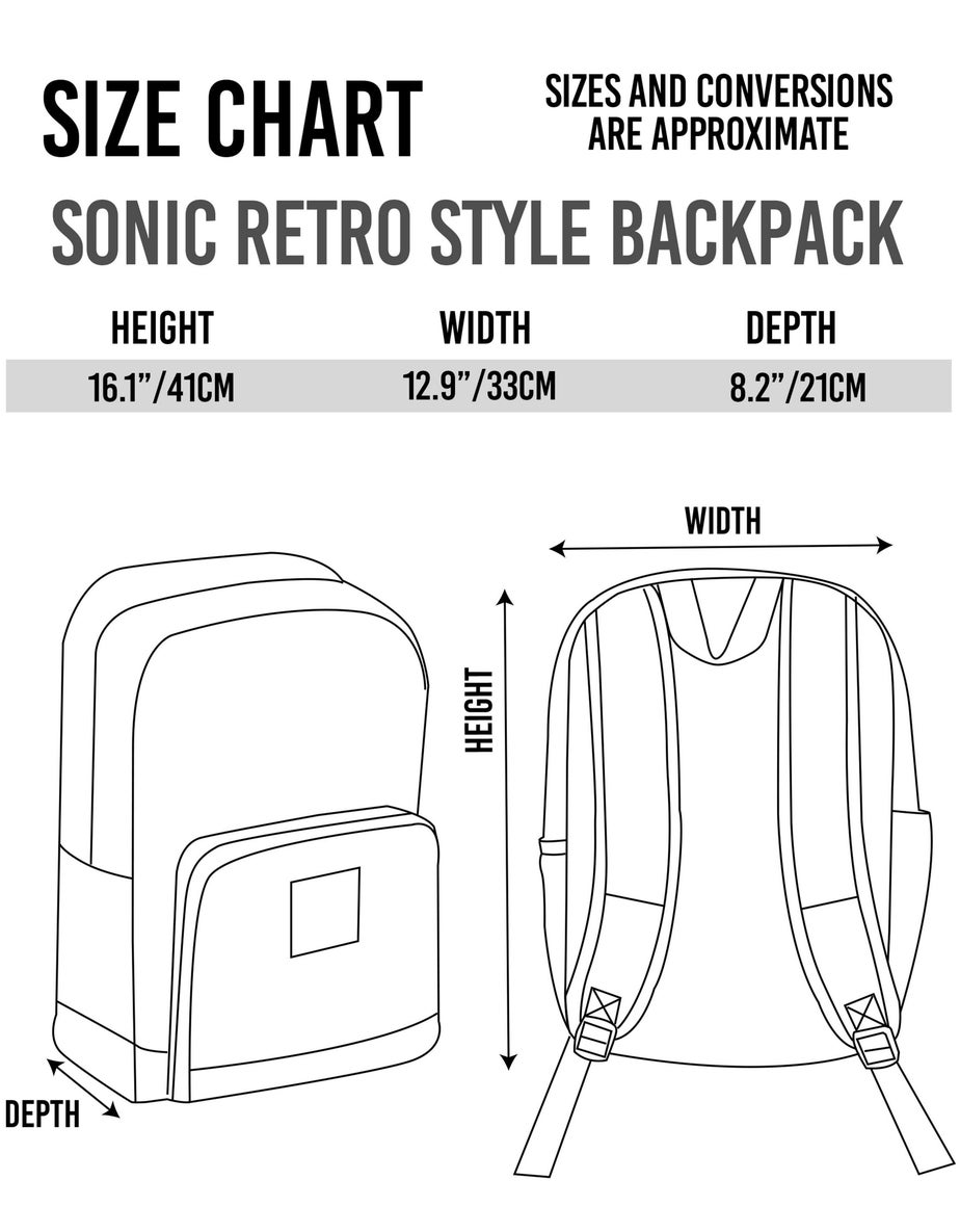 Sonic The Hedgehog Black Retro Style Gaming Backpack
