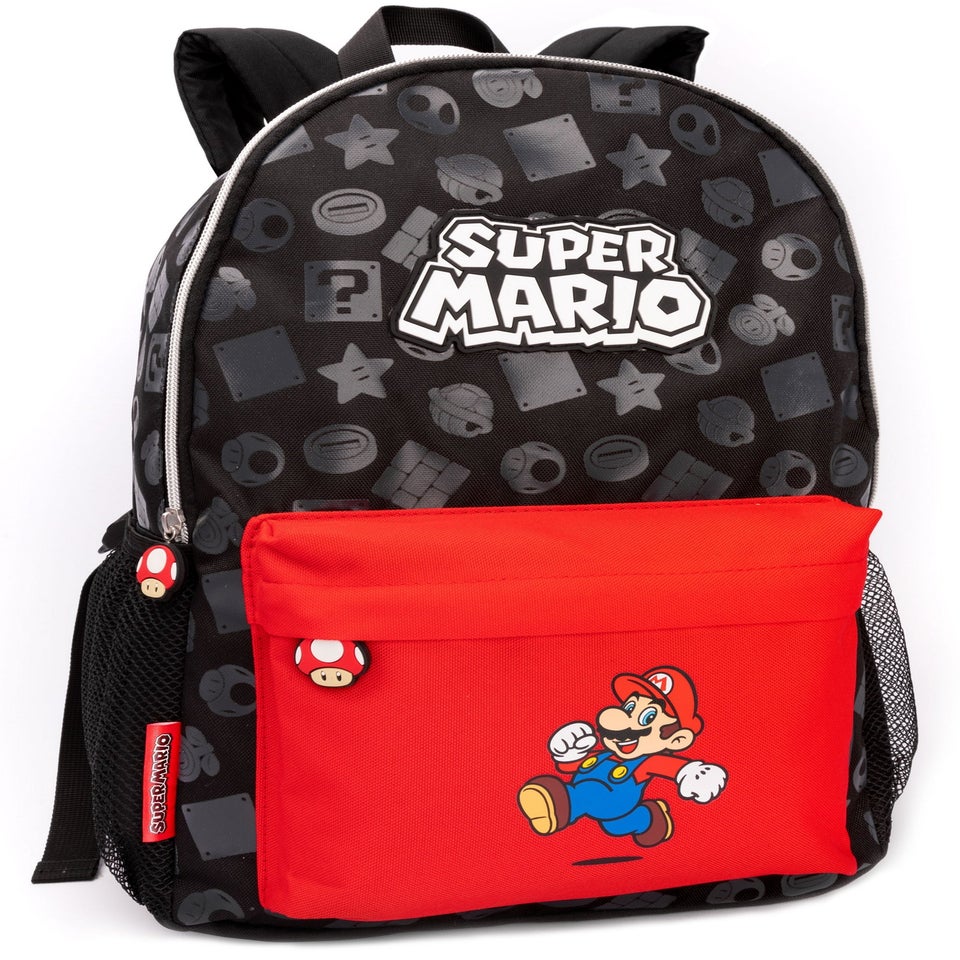 Super Mario All Over Print Black Backpack