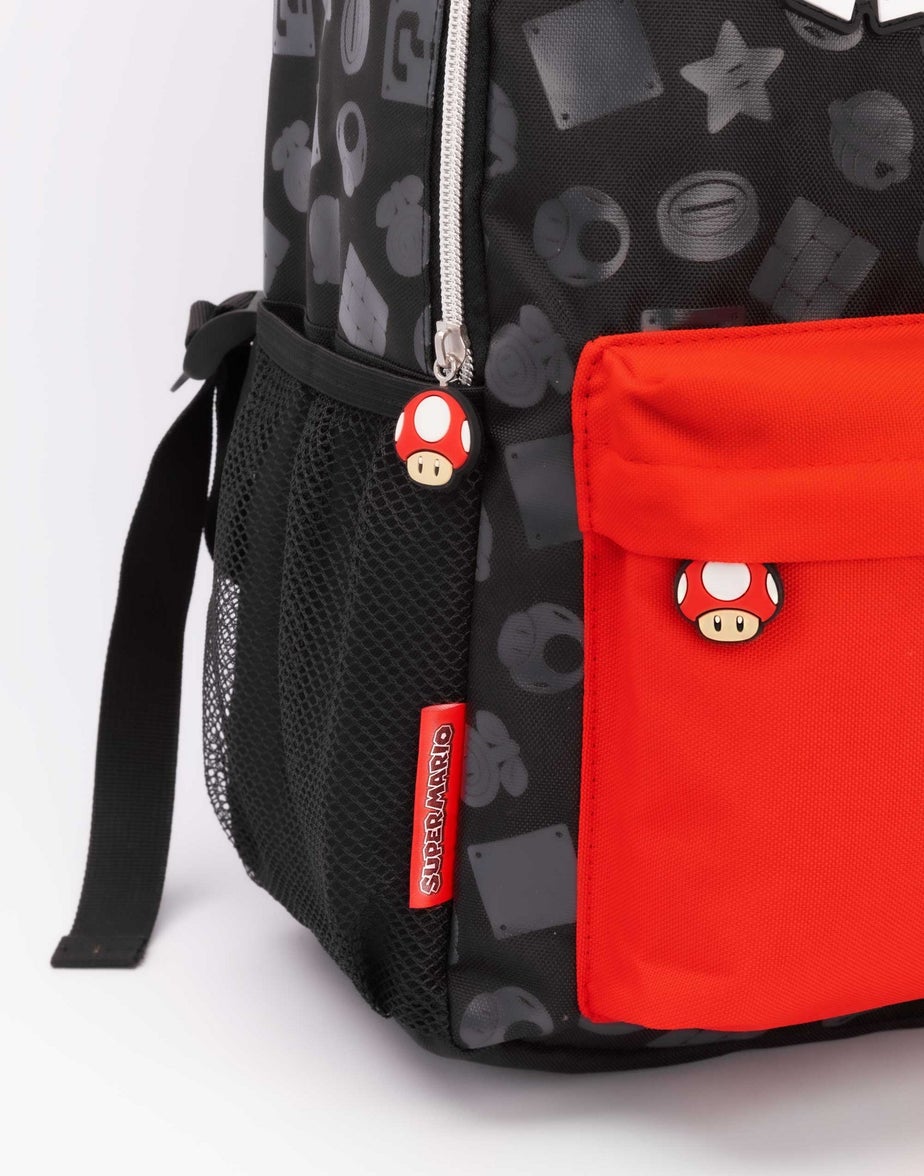 Super Mario All Over Print Black Backpack
