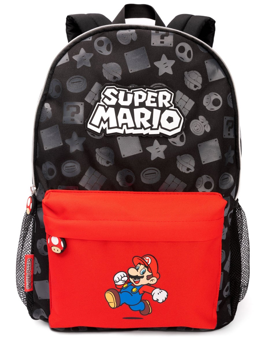 Super Mario All Over Print Black Backpack