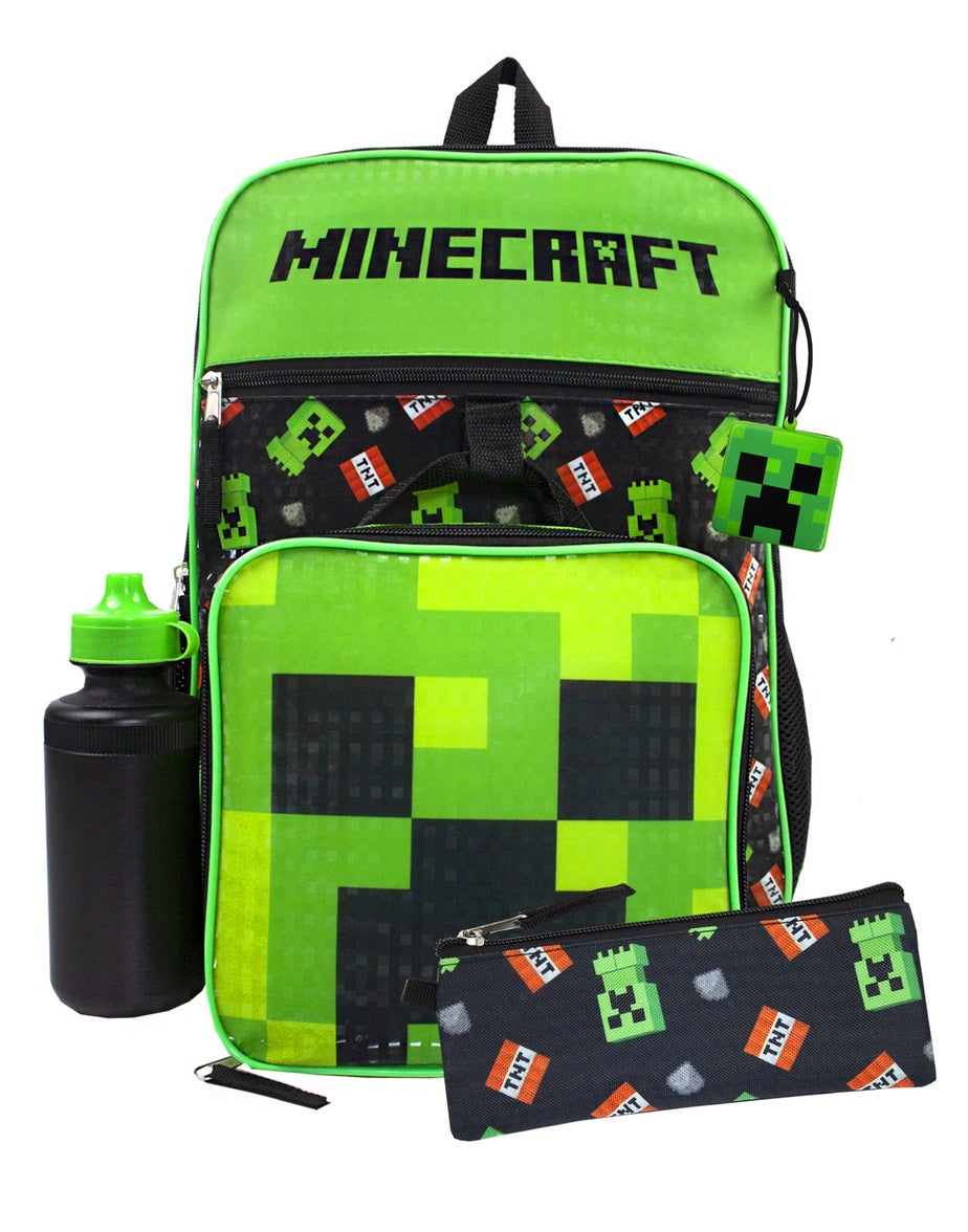 Minecraft Black Creeper & TNT 5 Piece Backpack Set