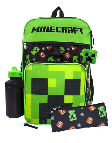 Minecraft Black Creeper & TNT 5 Piece Backpack Set