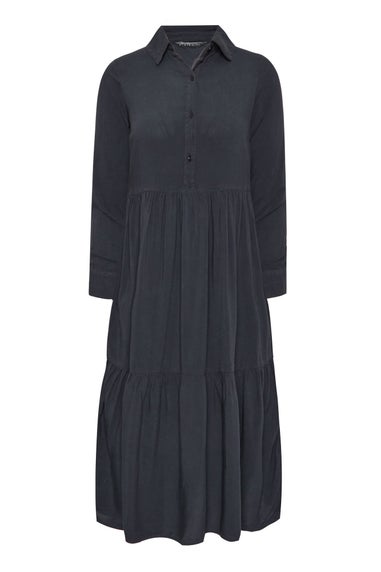 PixieGirl Petite Black Acid Wash Tiered Smock Dress