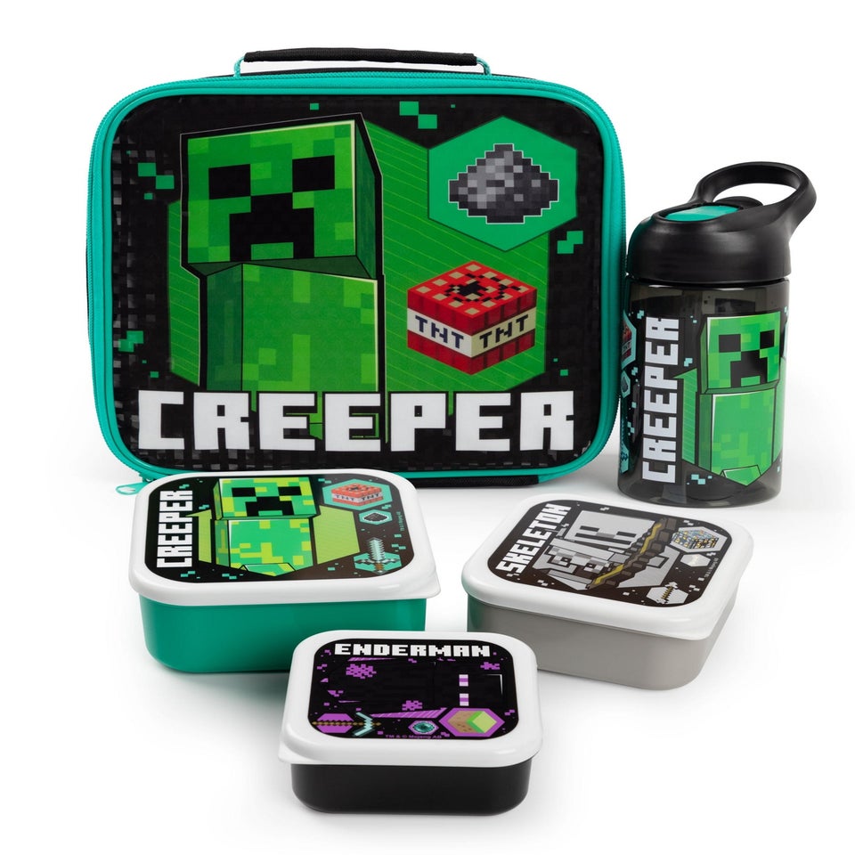 Vanilla Underground Minecraft Creeper 5 Piece Lunch Bag Set