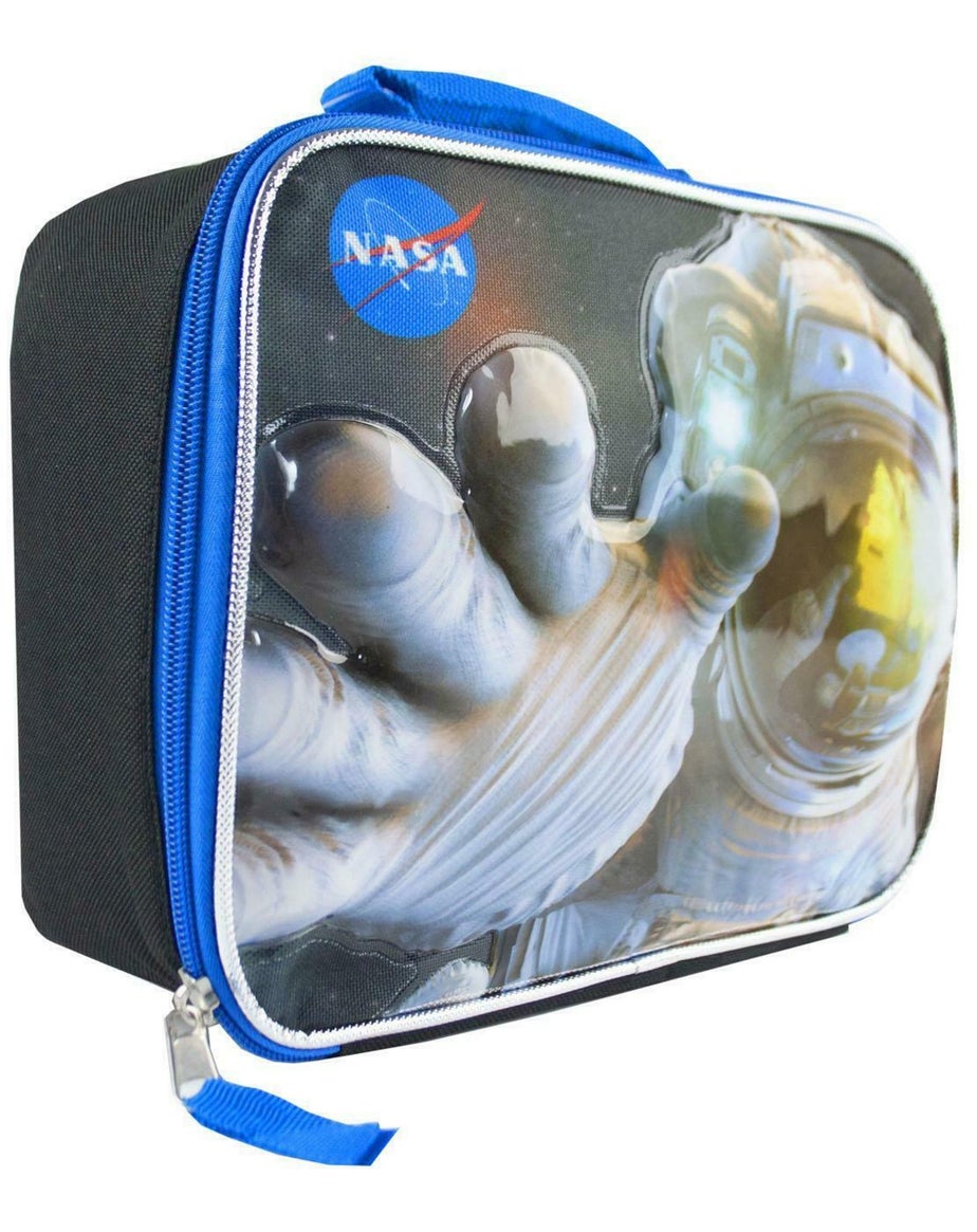 NASA Space Astronaut Kids School Zipped Compartment Black Lunch Box