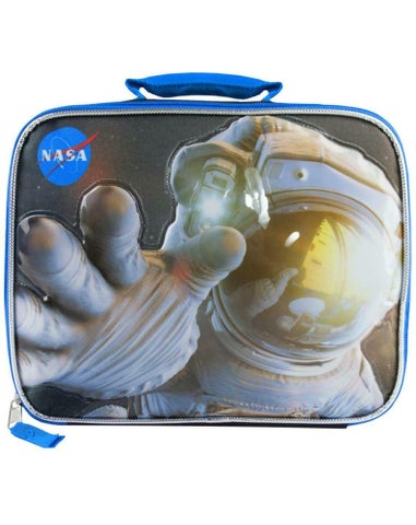 NASA Space Astronaut Kids School Zipped Compartment Black Lunch Box