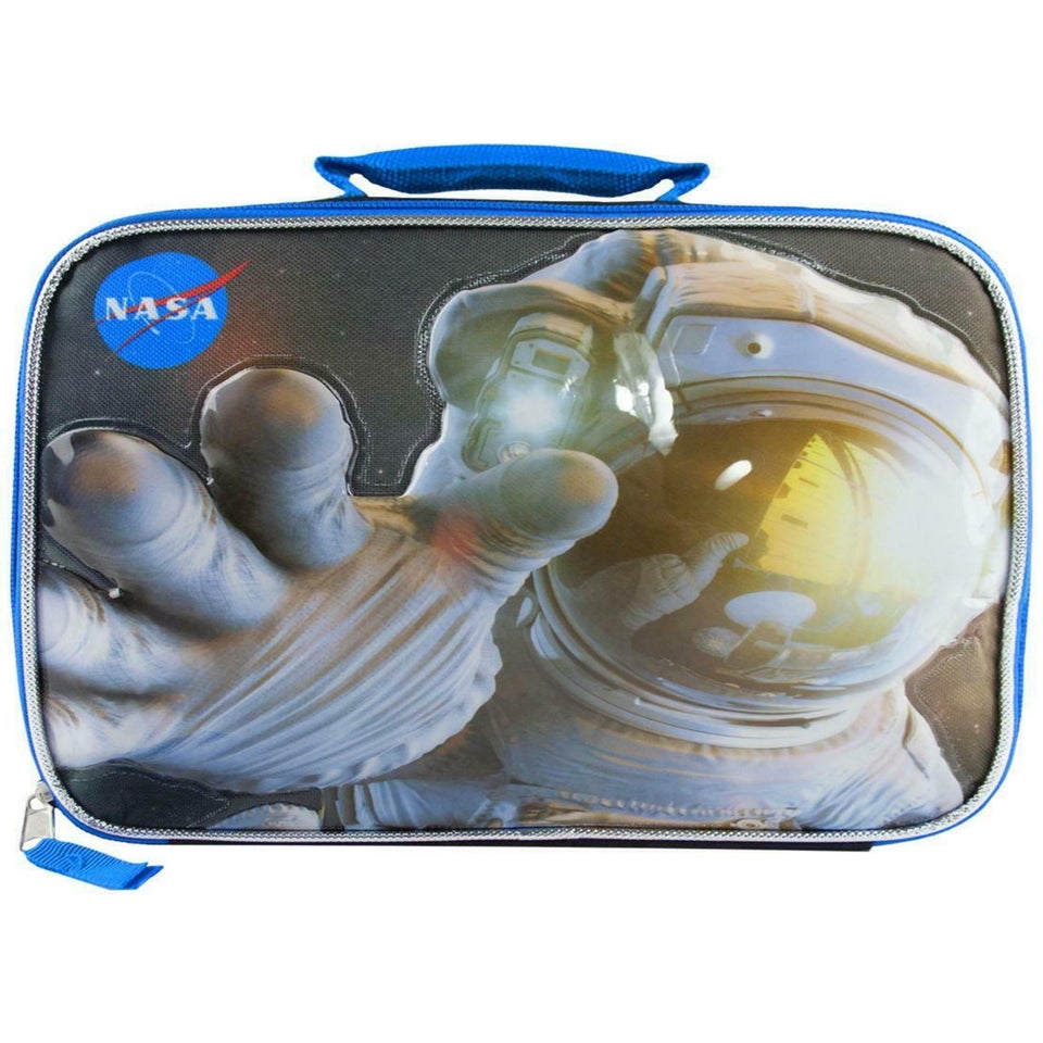 NASA Space Astronaut Kids School Zipped Compartment Black Lunch Box
