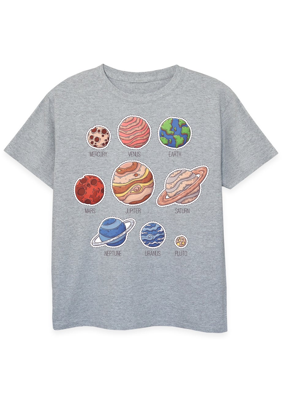 Brands In Space Solar System Kids Heather Grey T-Shirt (3-13 Years)