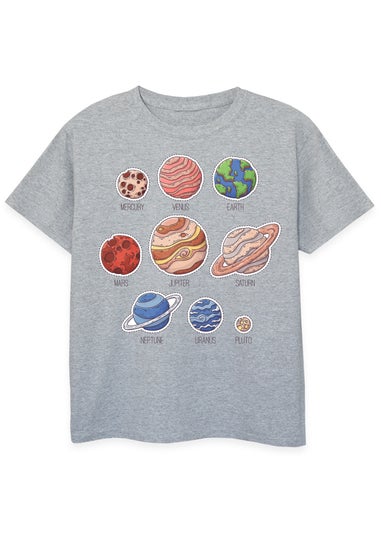 Brands In Space Solar System Kids Heather Grey T-Shirt (3-13 Years)