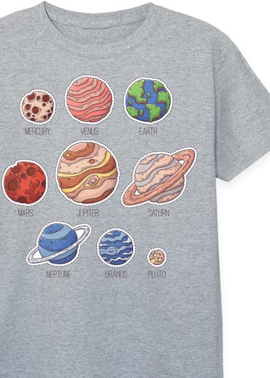 Brands In Space Solar System Kids Heather Grey T-Shirt (3-13 Years)