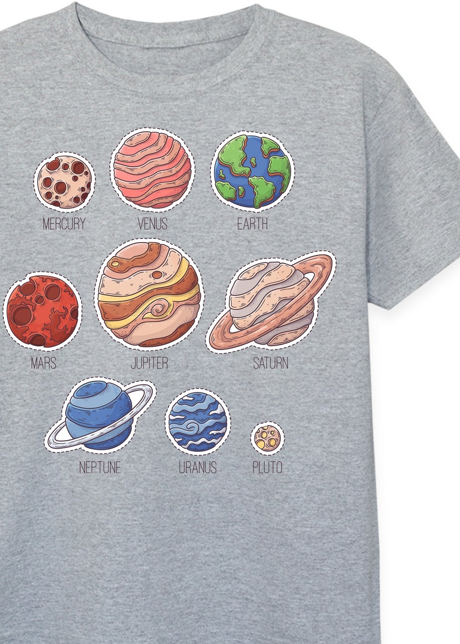 Brands In Space Solar System Kids Heather Grey T-Shirt (3-13 Years)