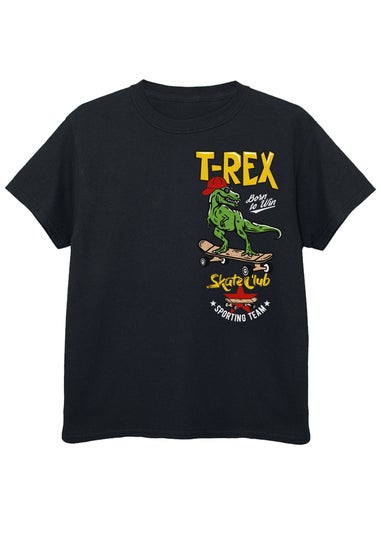 Brands In Dinosaur T-Rex Born To Win Kids Black T-Shirt (3-13 Years)