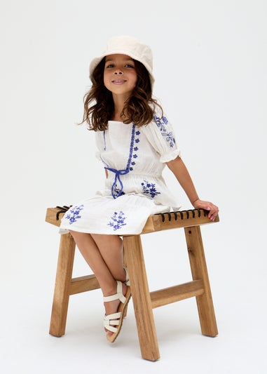 Raffya Kids White Ally Peplum Embroidered Blouse (3-9 Years)