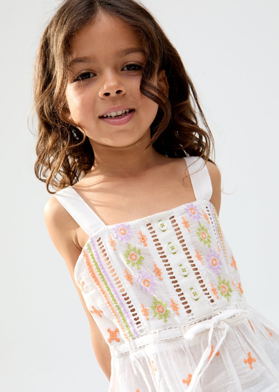 Raffya Kids Ecru Penny Lace Insert All Over Embroidered Cami (3-9 Years)