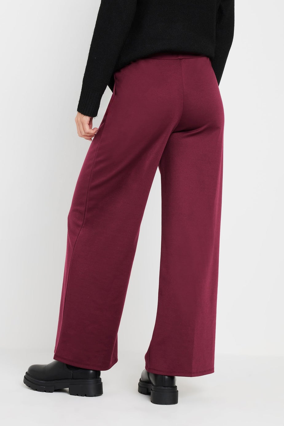 PixieGirl Petite Burgundy Red Tailored Tab Wide Leg Trousers