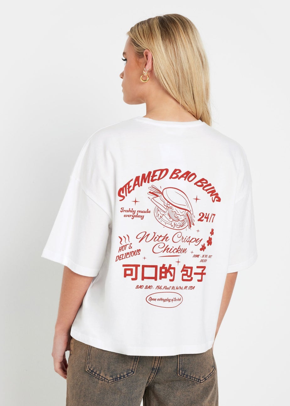 PixieGirl Petite White Bao Buns Back Graphic T-Shirt