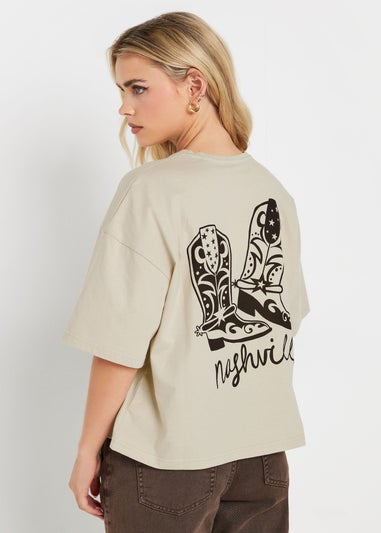 Pixiegirl Natural Brown Nashville Back Graphic T-Shirt