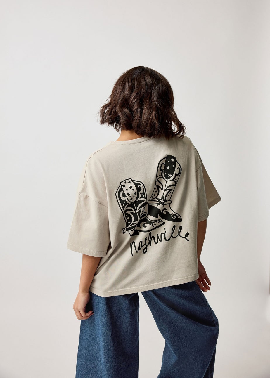 Pixiegirl Natural Brown Nashville Back Graphic T-Shirt