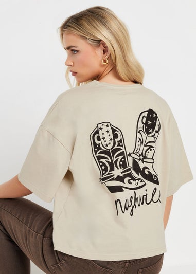 Pixiegirl Natural Brown Nashville Back Graphic T-Shirt