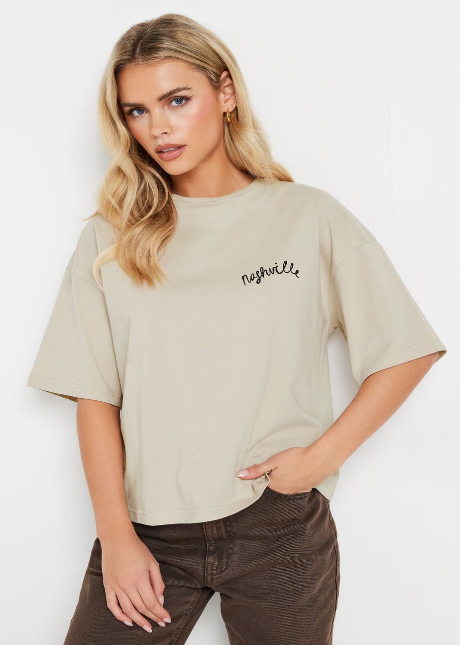Pixiegirl Natural Brown Nashville Back Graphic T-Shirt