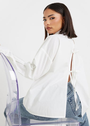 PixieGirl Petite White Tie Back Shirt