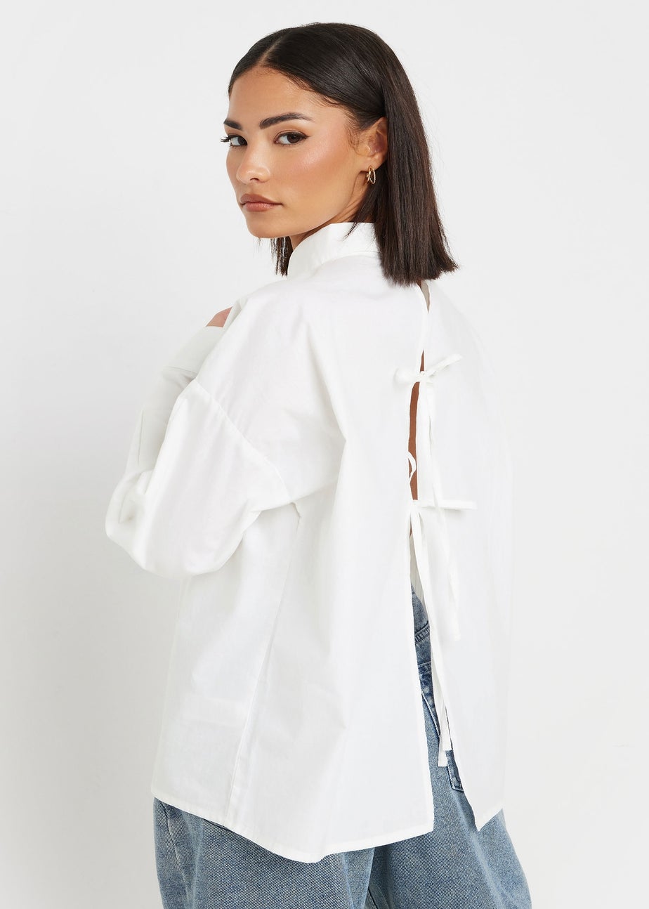 PixieGirl Petite White Tie Back Shirt