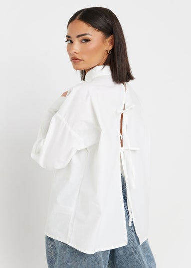 PixieGirl Petite White Tie Back Shirt