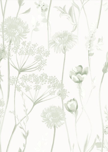 Catherine Lansfield Meadowsweet Floral Sage Wallpaper