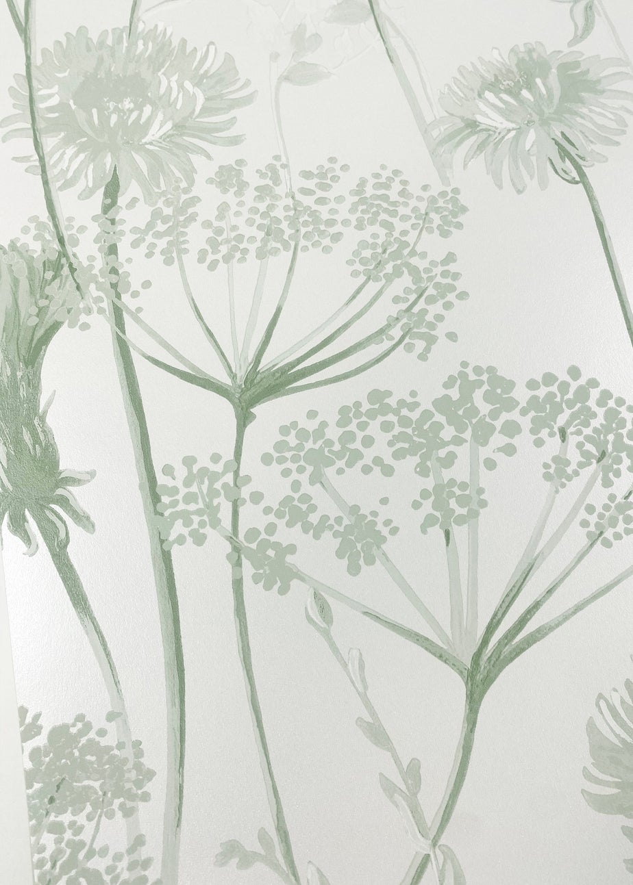 Catherine Lansfield Meadowsweet Floral Sage Wallpaper