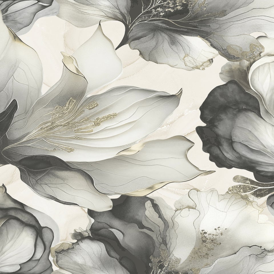 Muriva Elysian Floral Black & Gold Wallpaper