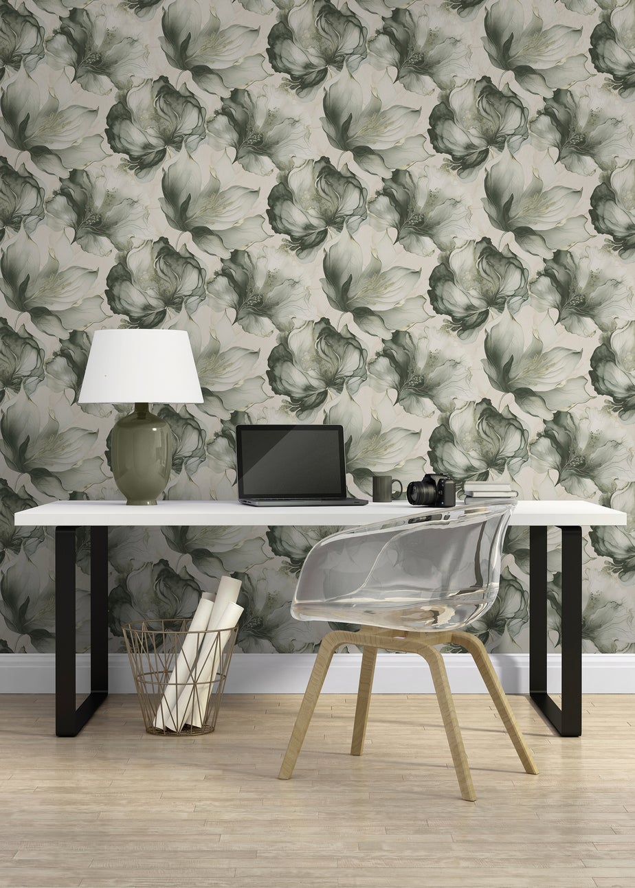 Muriva Elysian Floral Green & Gold Wallpaper