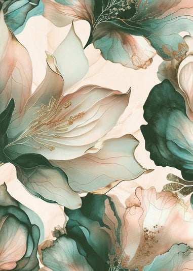 Muriva Elysian Floral Coral & Teal Wallpaper