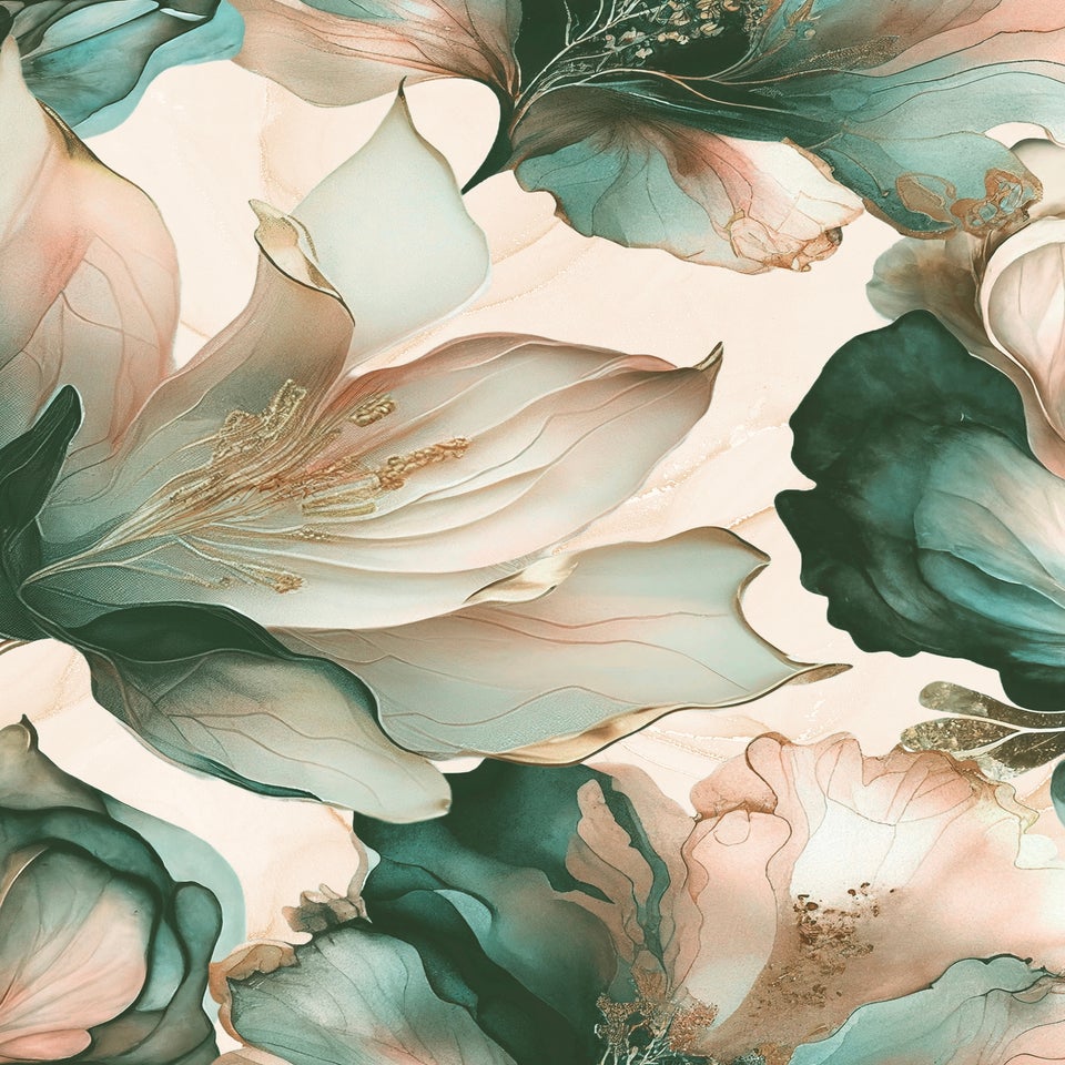 Muriva Elysian Floral Coral & Teal Wallpaper