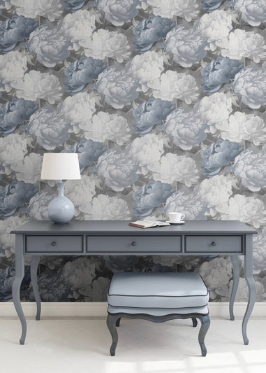 Muriva Doretta Floral Blue Wallpaper