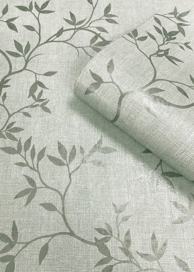 Darcy James Japandi Leaf Green Wallpaper