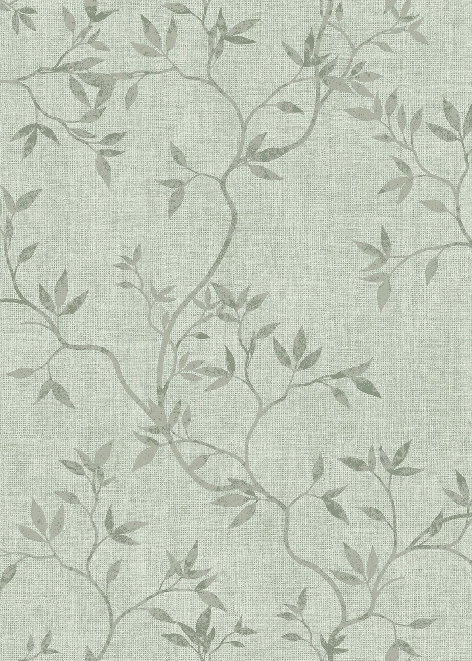 Darcy James Japandi Leaf Green Wallpaper